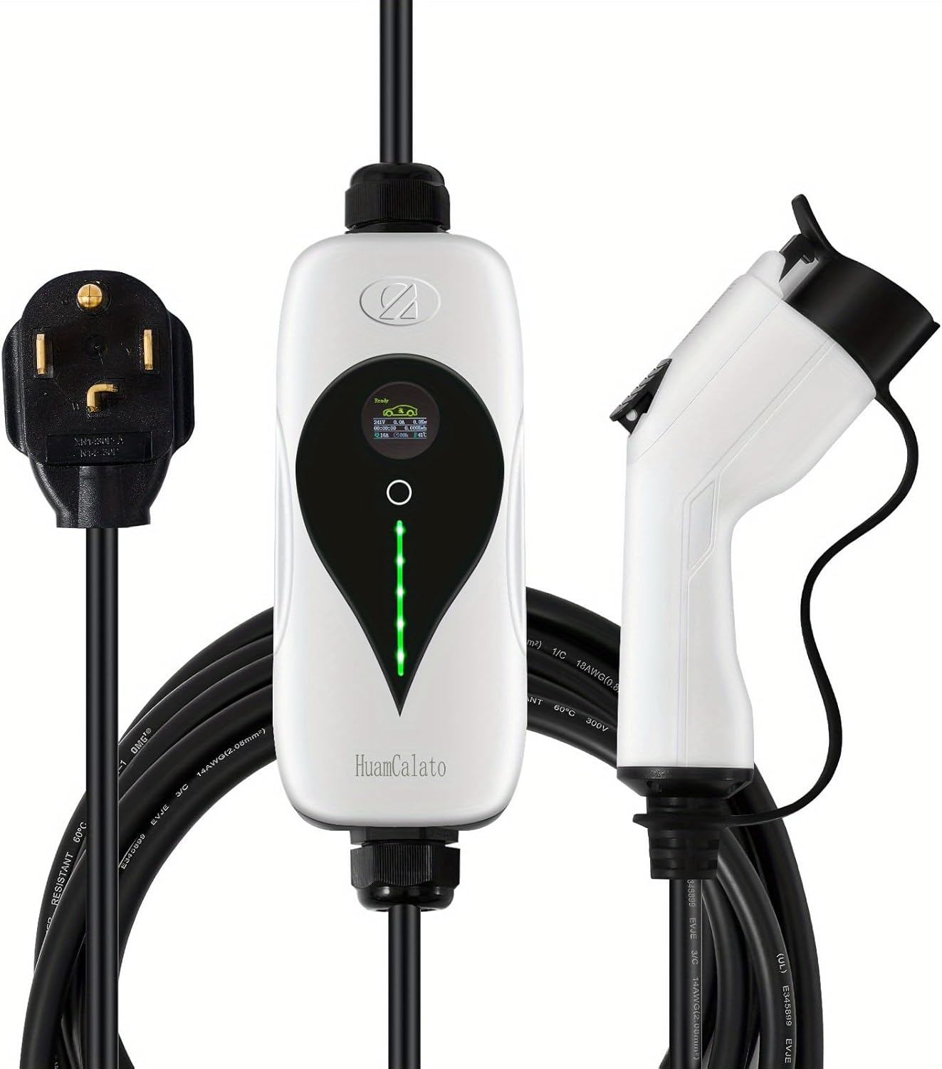 SAE J1772 Level 2 EV Charger Compatible, 32 Amp 90-260V, 7KW, Charging Cable with NEMA 14-30 Plug Home Indoor/Outdoor EV Charging 