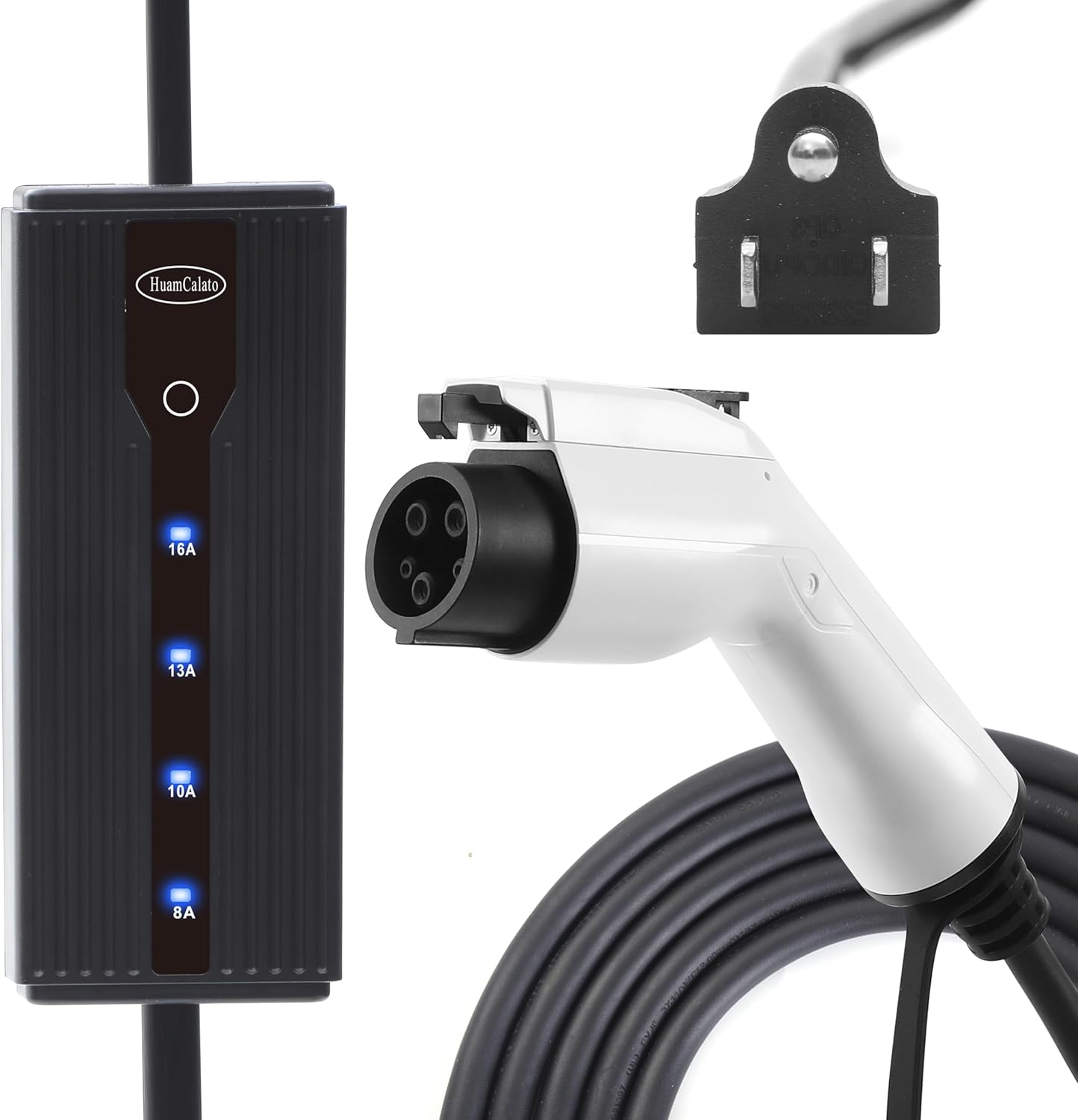 SAE J1772 Level 1+2 EV Charger, 16Amp 90-260V, 3.5KW, Portable Electric Car Charger, Charging Cable with NEMA 5-15 Male Plug Home Charging Station 